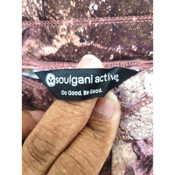 Soulgani Active Women's Brown & Pink Earthy Pattern Capri Leggings Size L - Picture 8 of 10